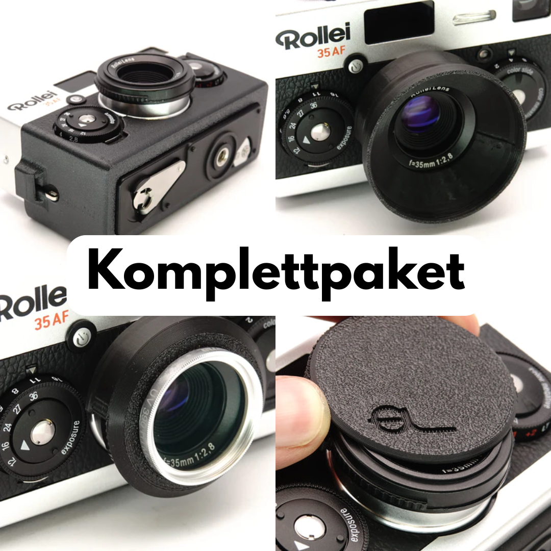 Accessoires (couvercle, adaptateur, pare-soleil, étui) pour Rollei 35 AF