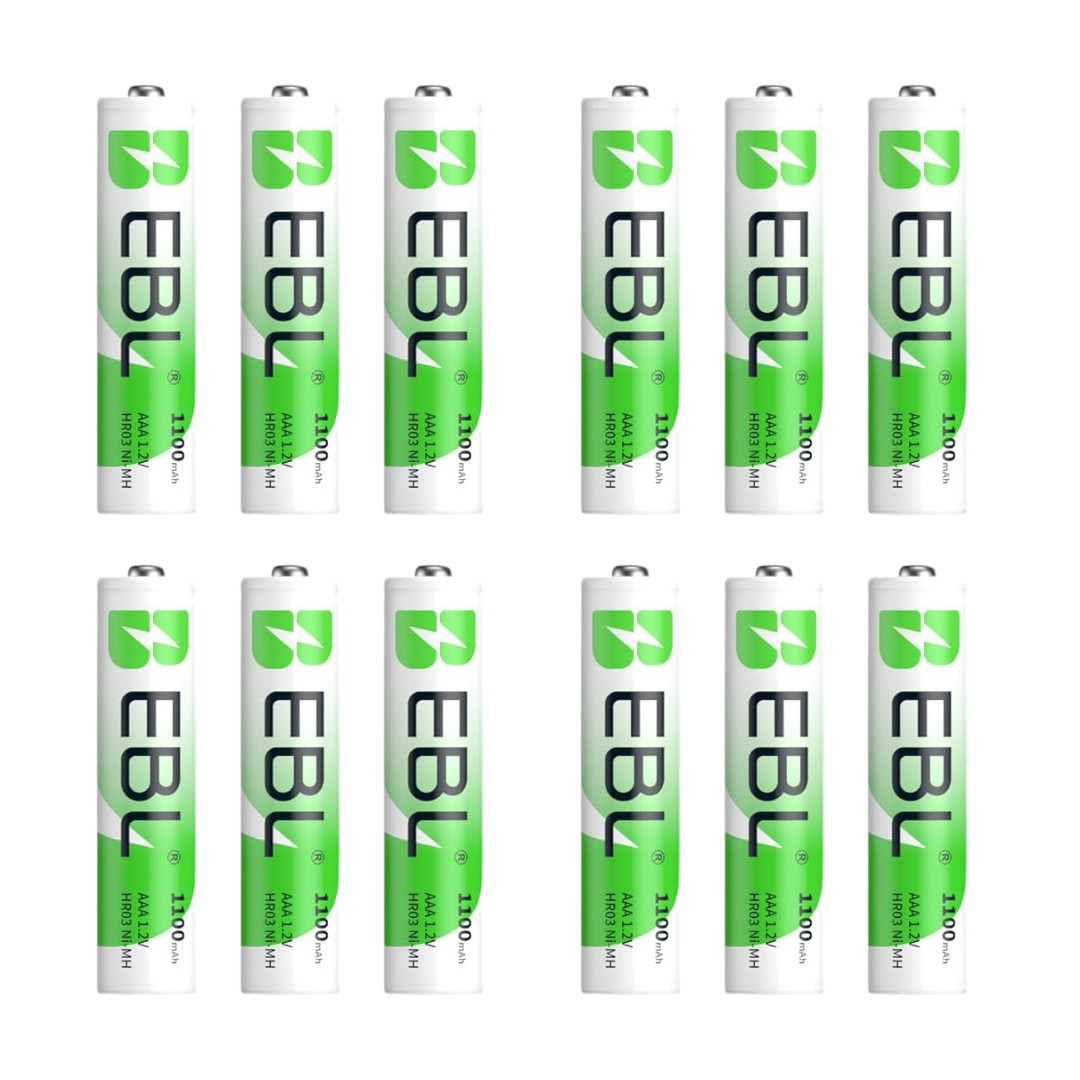 Piles rechargeables EBL AAA 1100mAh (pack de 12) pour adaptateur Beaulieu R16 & Hasselblad 500 EL