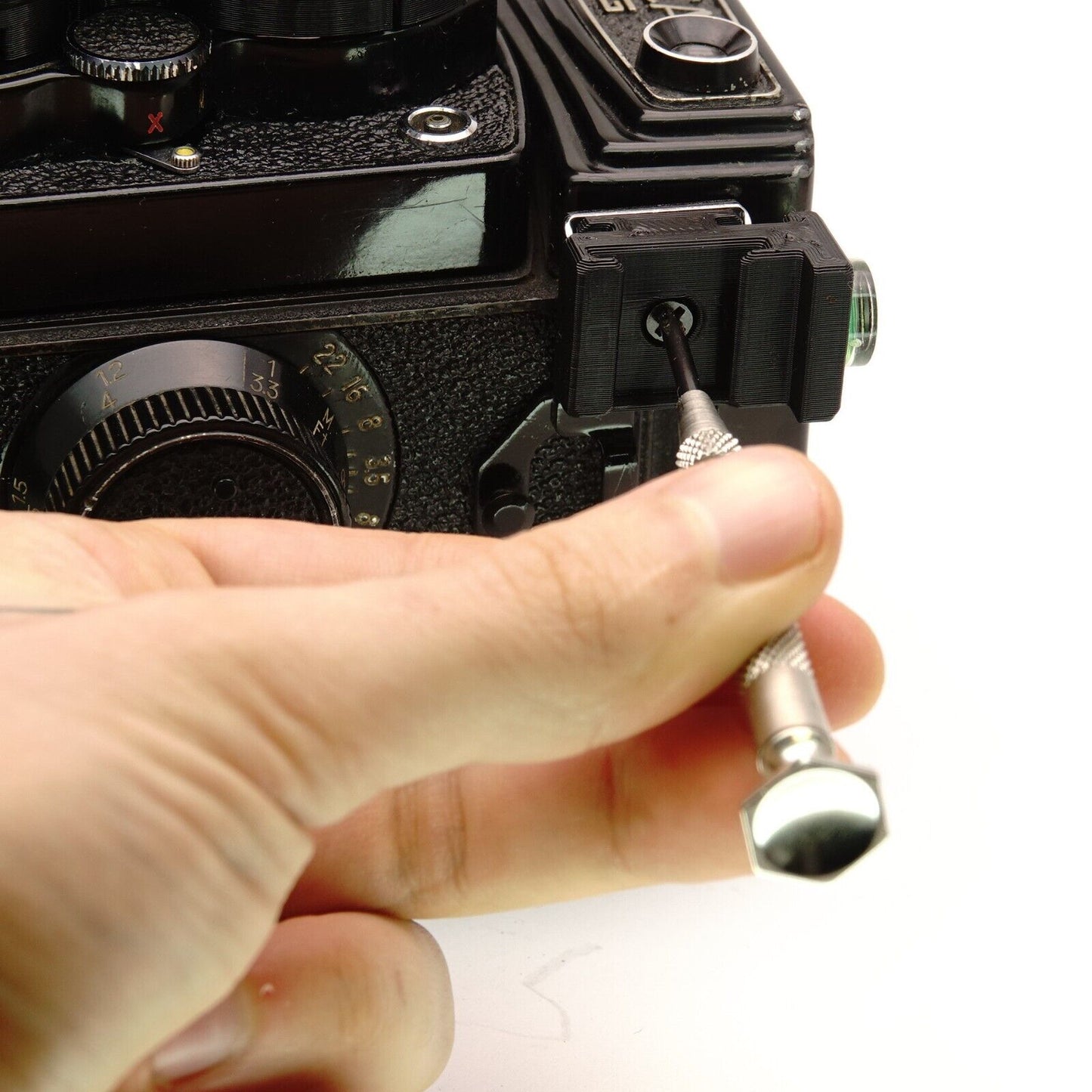 Niveau à bulle 90° pour sabot latéral pour Yashica Mat 124, Rolleiflex & Mamiya RB67