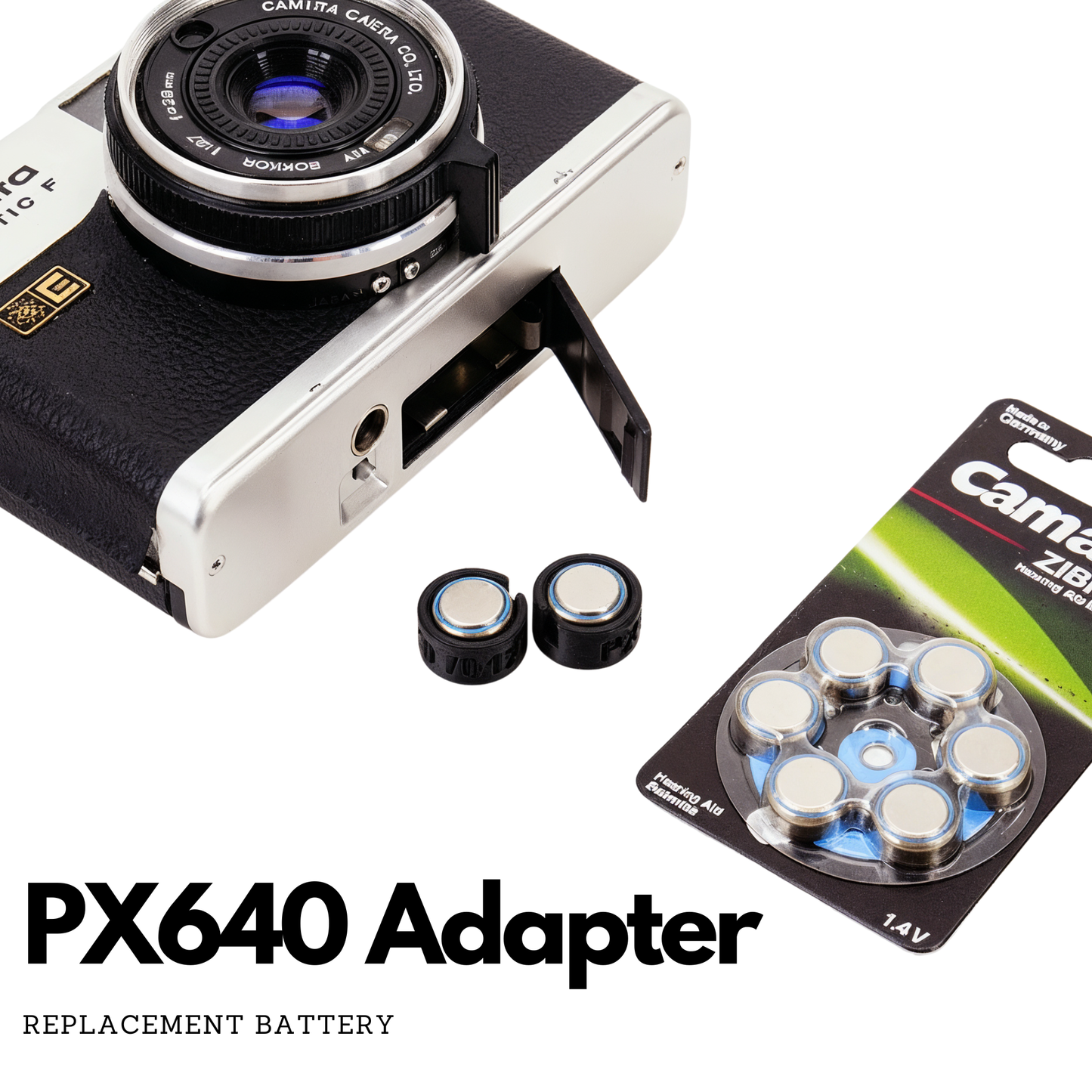 Adaptateur de batterie PX640 pour Minolta Hi-Matic E/F, Olympus 35 EC & Yashica FC/GX